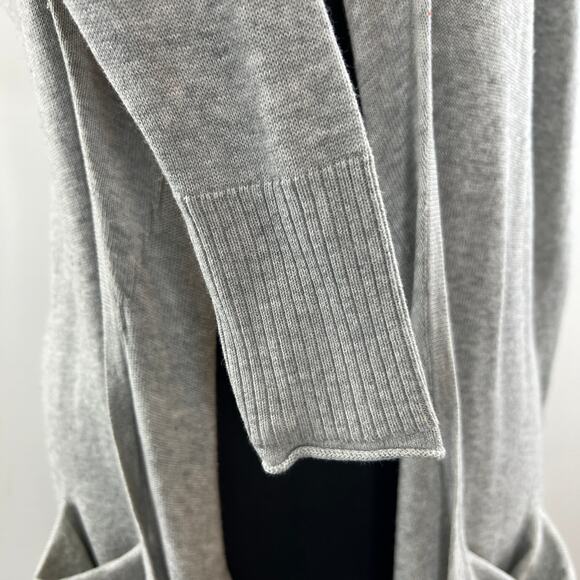 J.Crew Light Gray Open Front Long Duster Cardigan Sweater Pockets LS Size XXS - Picture 7 of 12